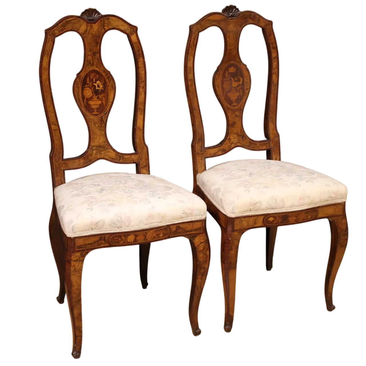 Pair of inlaid chairs, mid-20th century 13