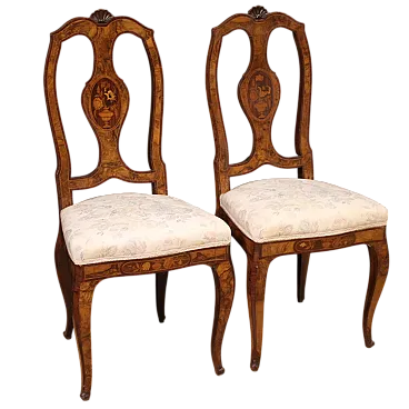 Pair of inlaid chairs, mid-20th century