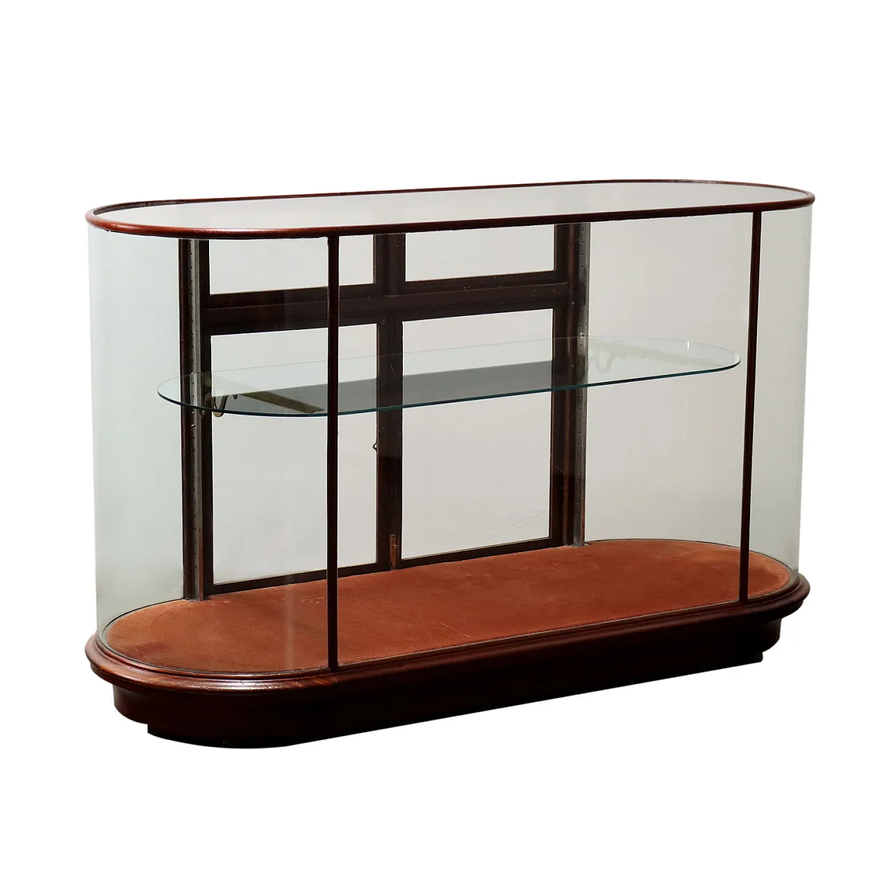 Glass display Cabinet in Oak with Glass shelves, Italy 1950s 1
