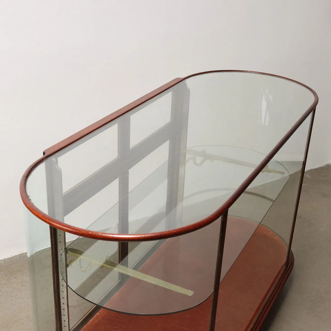 Glass display Cabinet in Oak with Glass shelves, Italy 1950s 3