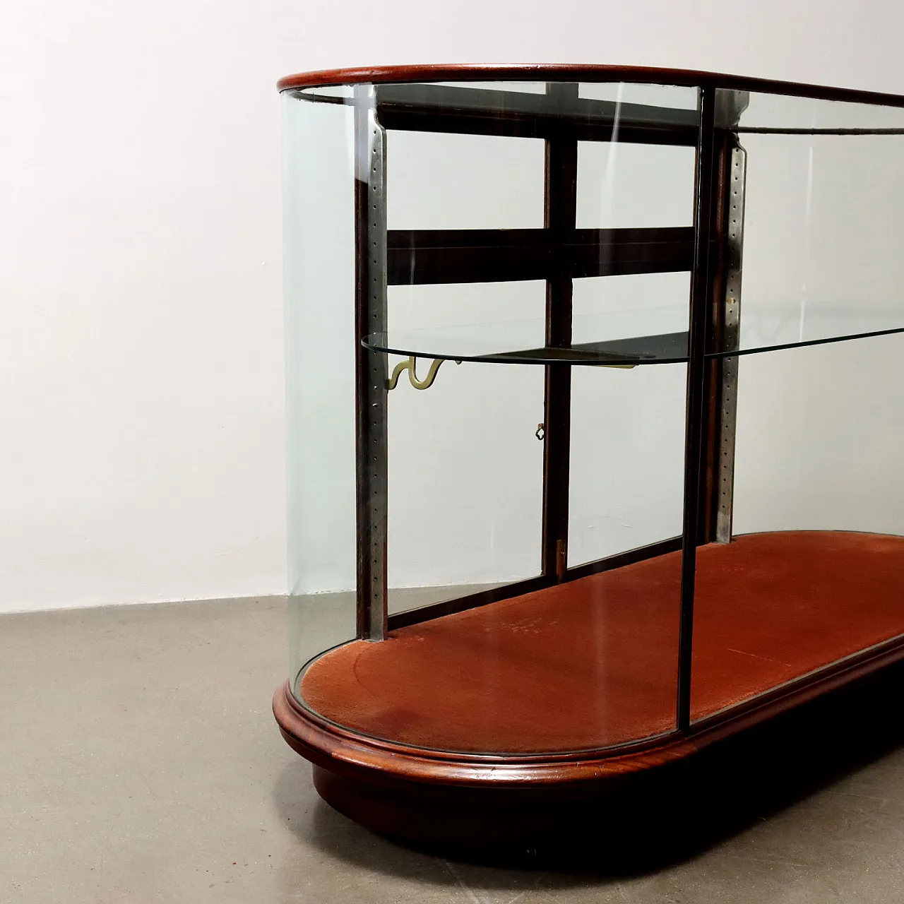Glass display Cabinet in Oak with Glass shelves, Italy 1950s 5