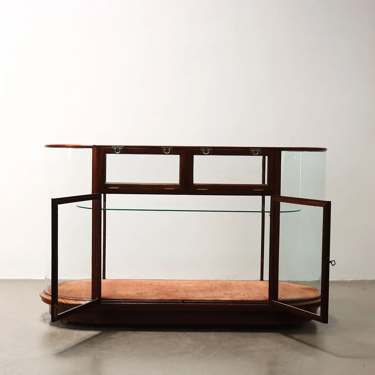 Glass display Cabinet in Oak with Glass shelves, Italy 1950s 7