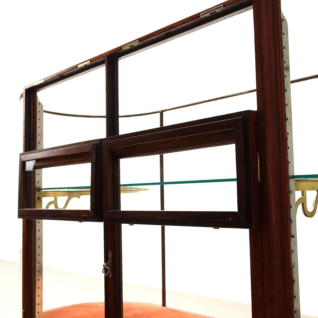 Glass display Cabinet in Oak with Glass shelves, Italy 1950s 8