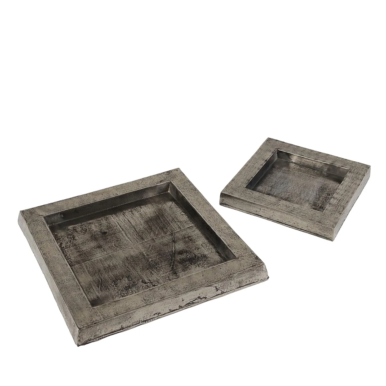 Pair of square aluminium centrepieces, 1990s 1