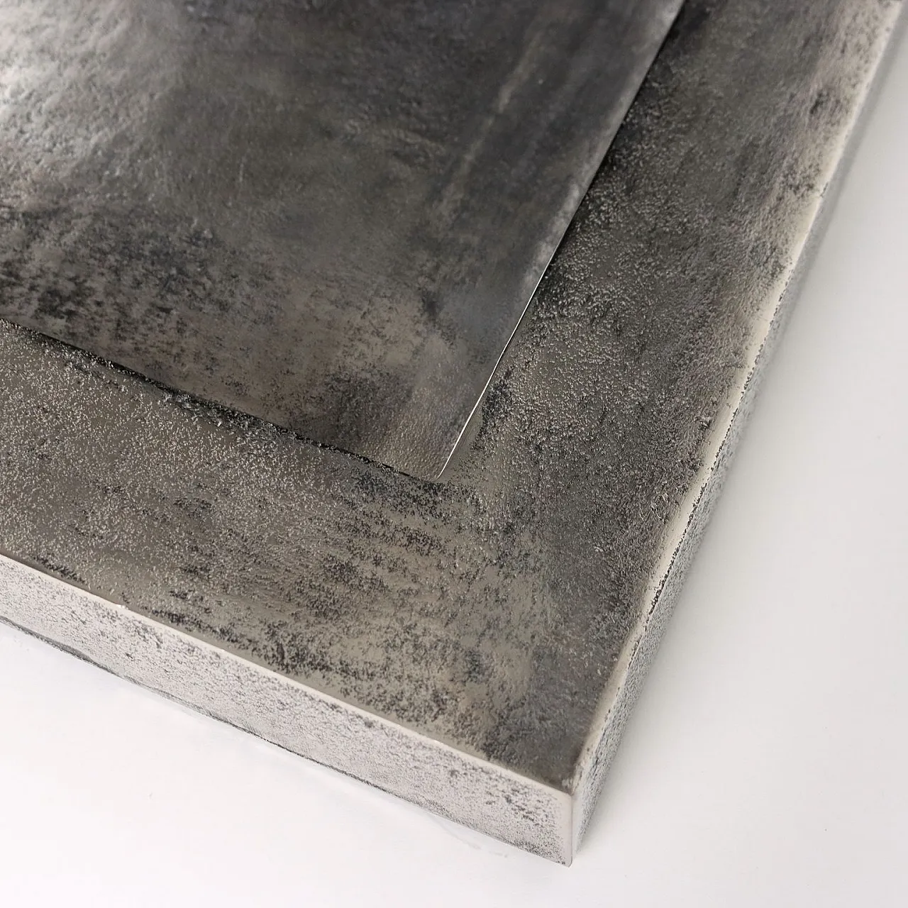 Pair of square aluminium centrepieces, 1990s 5