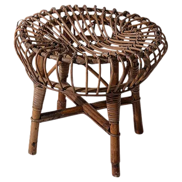 Sgabello in midollino e bambù, anni '60