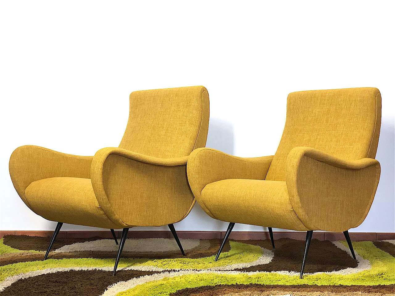 Coppia di Poltrone style Zanuso Lady  yellow, anni '50 7