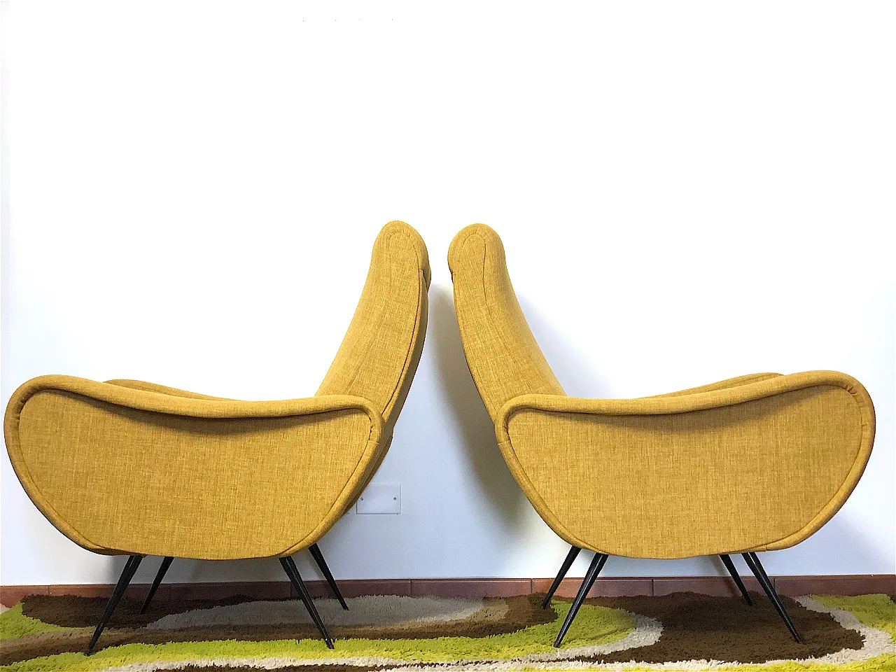Coppia di Poltrone style Zanuso Lady  yellow, anni '50 8