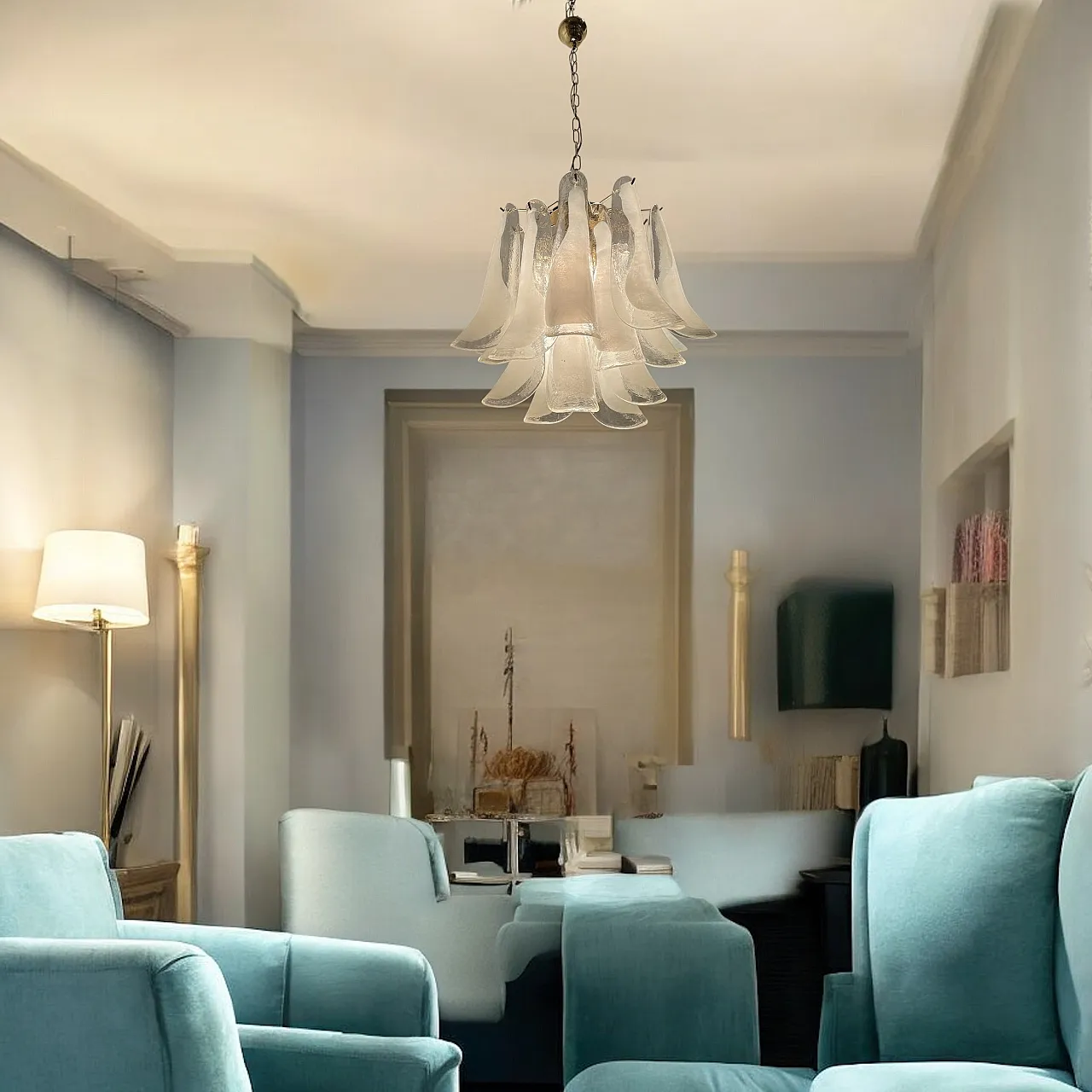 Vintage Murano Glass Petal Chandelier, Italy, 1970s 2