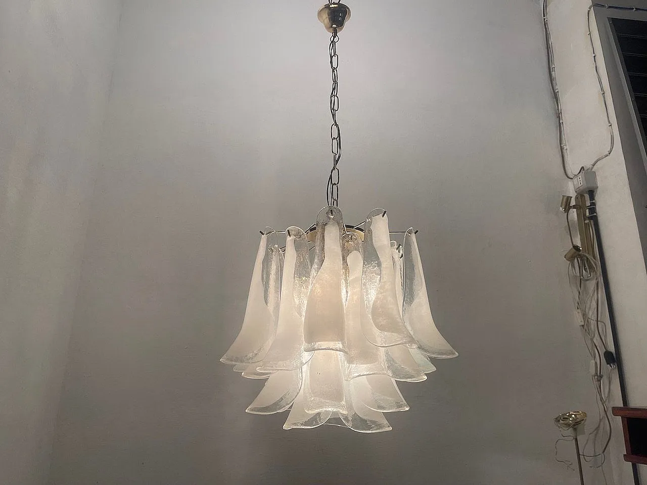 Vintage Murano Glass Petal Chandelier, Italy, 1970s 5