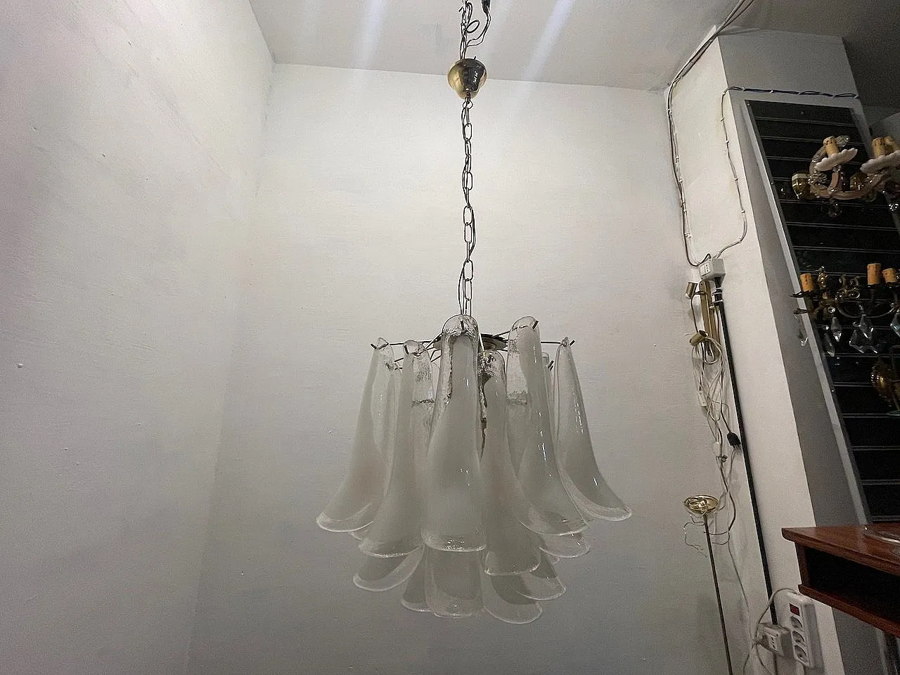 Vintage Murano Glass Petal Chandelier, Italy, 1970s 9