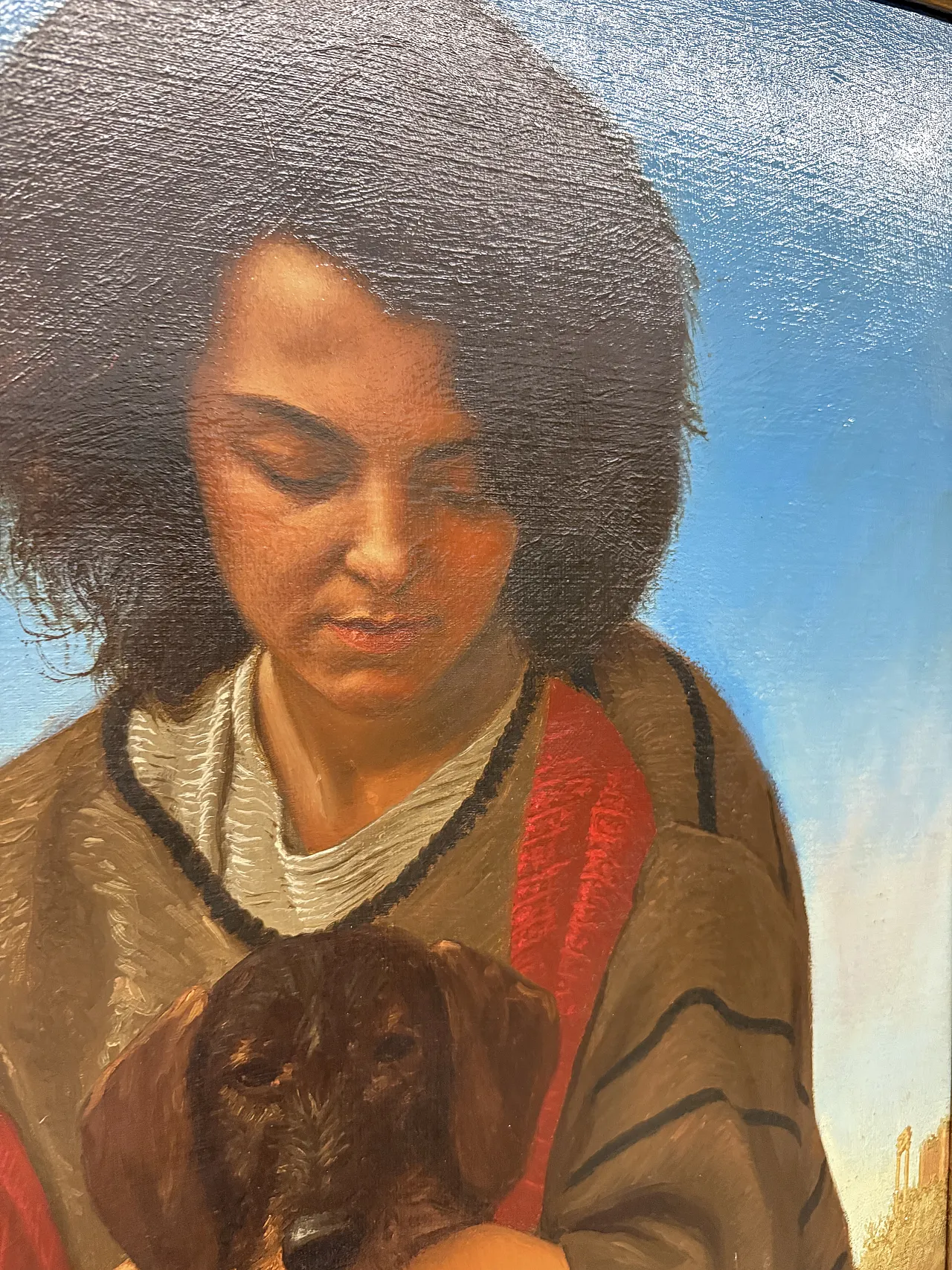 Olio su tela, ragazza e cagnolino di Giancarlo Pignataro, 1987 10