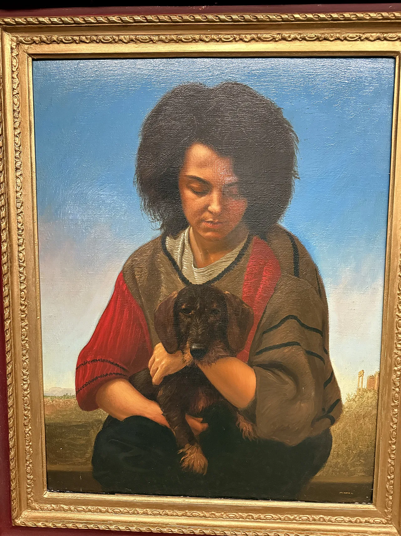 Olio su tela, ragazza e cagnolino di Giancarlo Pignataro, 1987 14