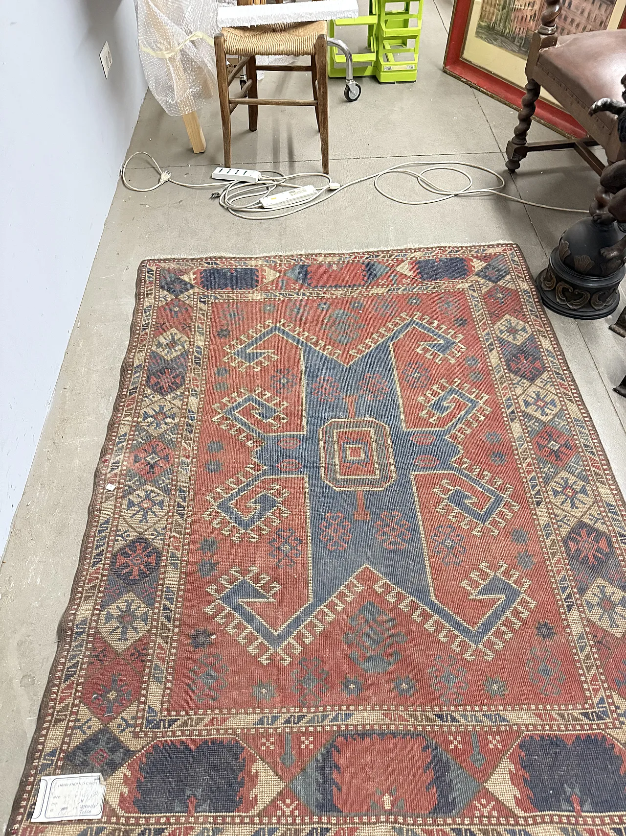 Tappeto turco  lana a motivi geometrici, '800 4