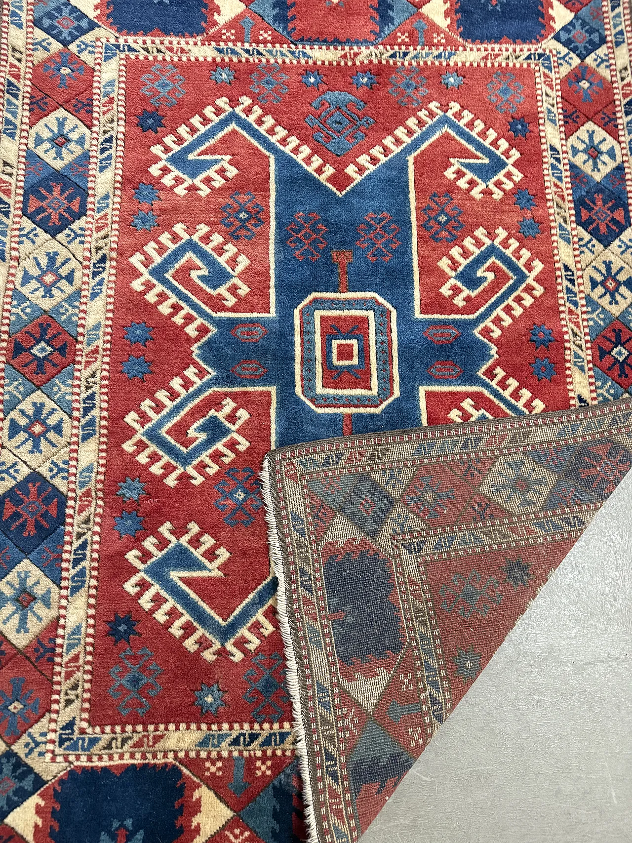 Tappeto turco  lana a motivi geometrici, '800 6