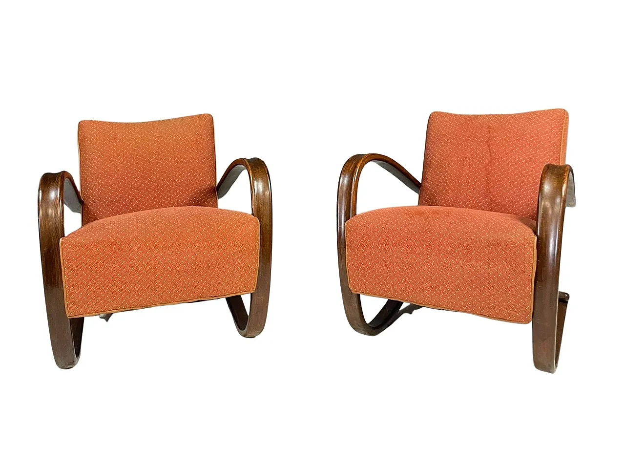 Pair of H269 lounge chairs by Jindřich Halabala, 1930s 1
