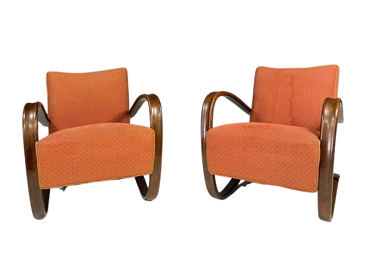 Pair of H269 lounge chairs by Jindřich Halabala, 1930s 8