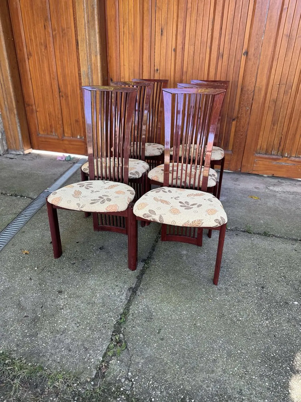 6 Sedie da pranzo laccate e in tessuto di Pietro Costantini, anni '80 3