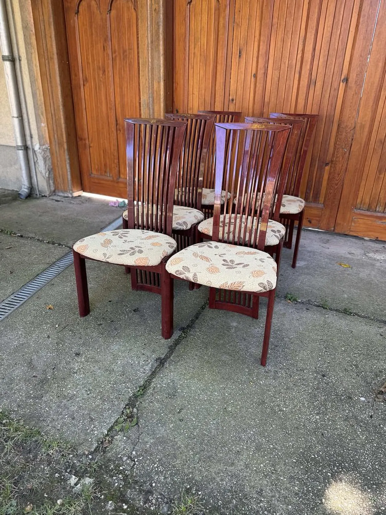 6 Sedie da pranzo laccate e in tessuto di Pietro Costantini, anni '80 4