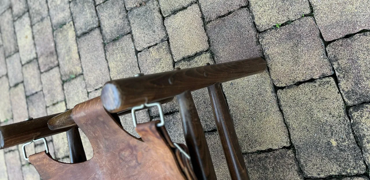 Sgabello Safari in pelle, anni '60 2