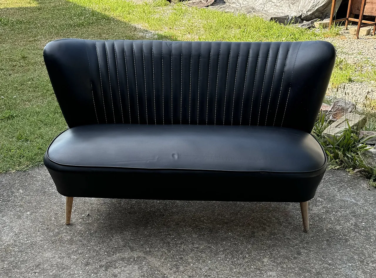 Mid-Century sky black cocktail sofa, 1950s 1