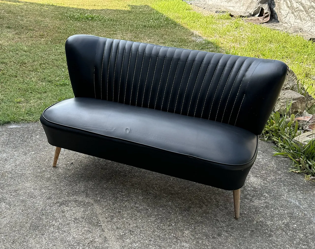 Mid-Century sky black cocktail sofa, 1950s 4