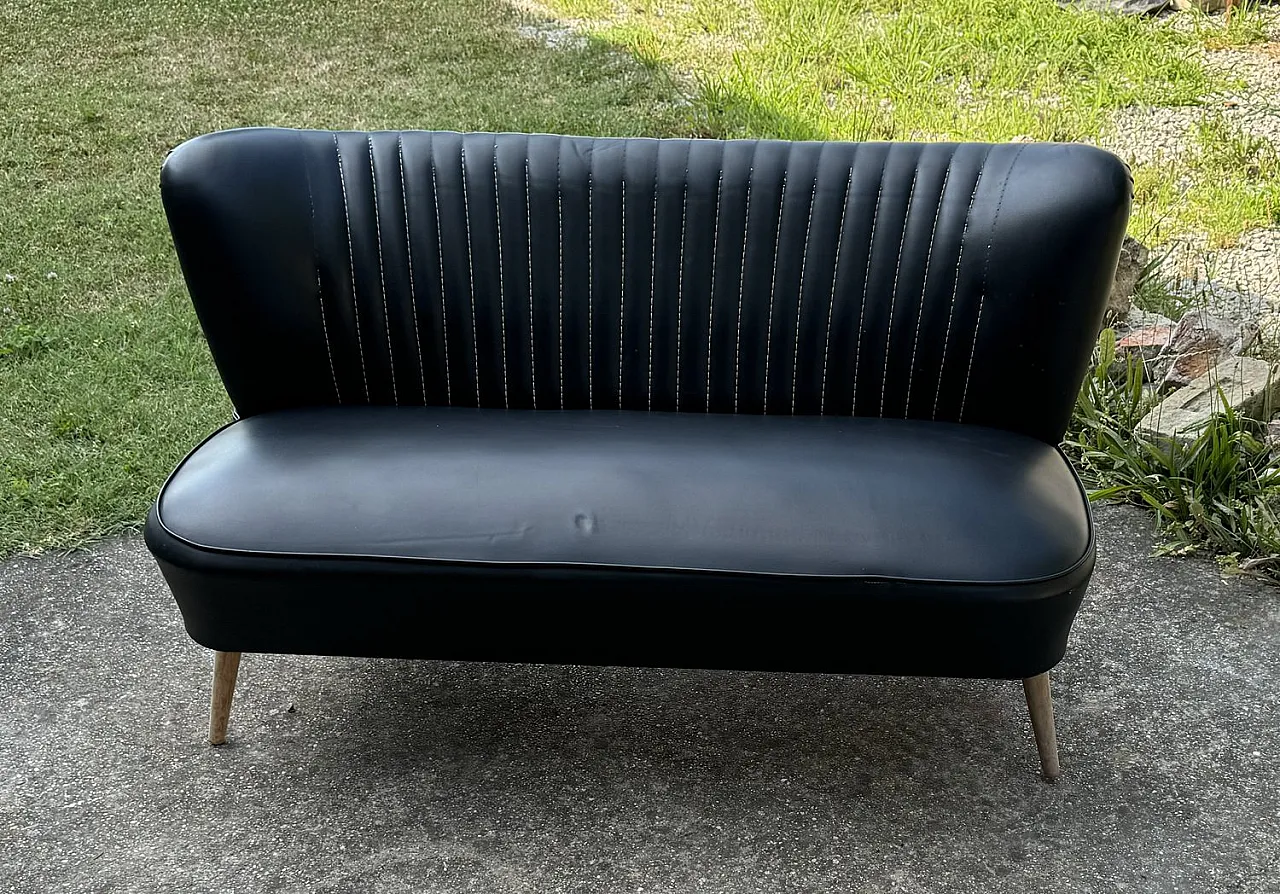Mid-Century sky black cocktail sofa, 1950s 6