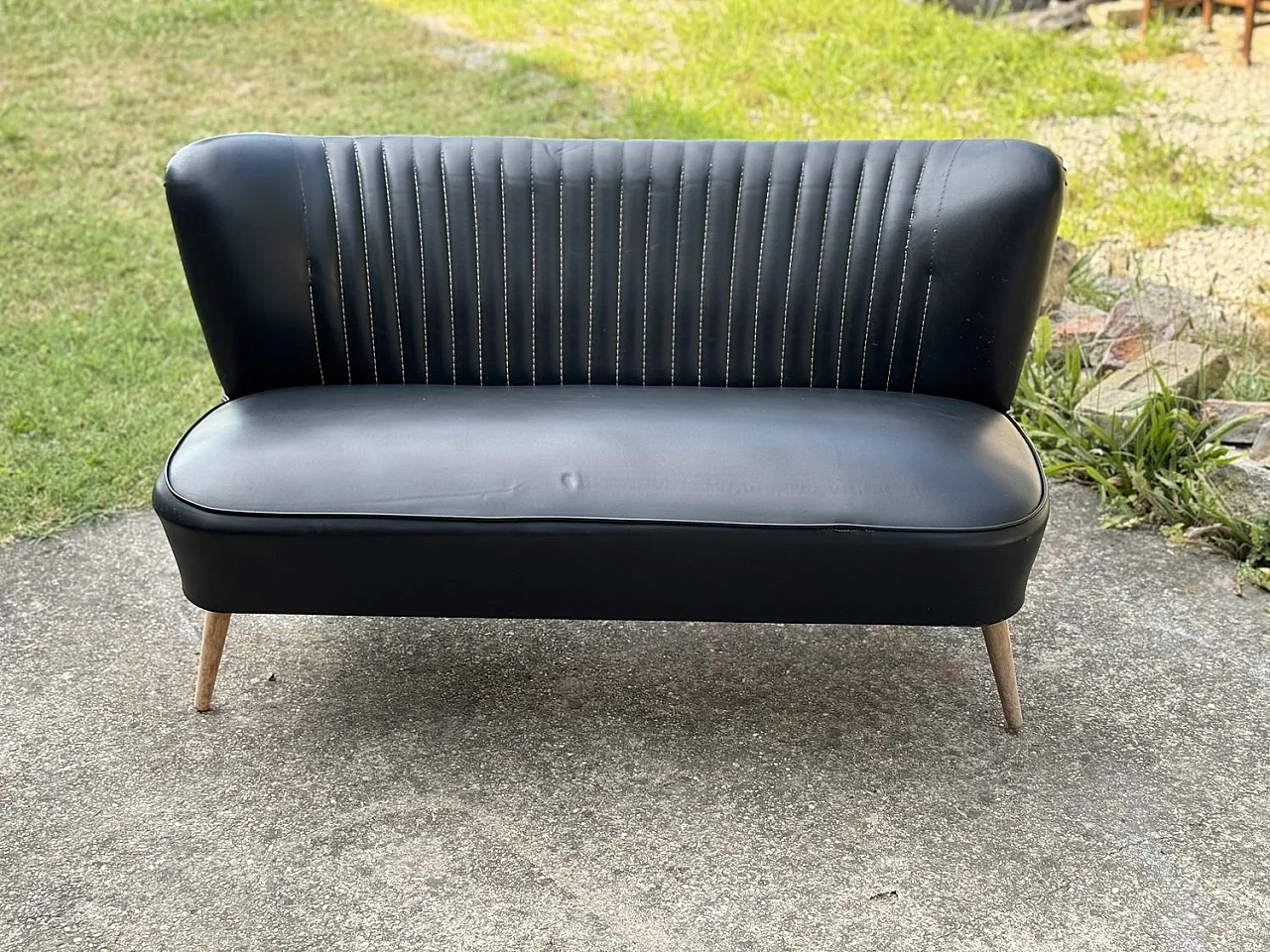 Mid-Century sky black cocktail sofa, 1950s 7