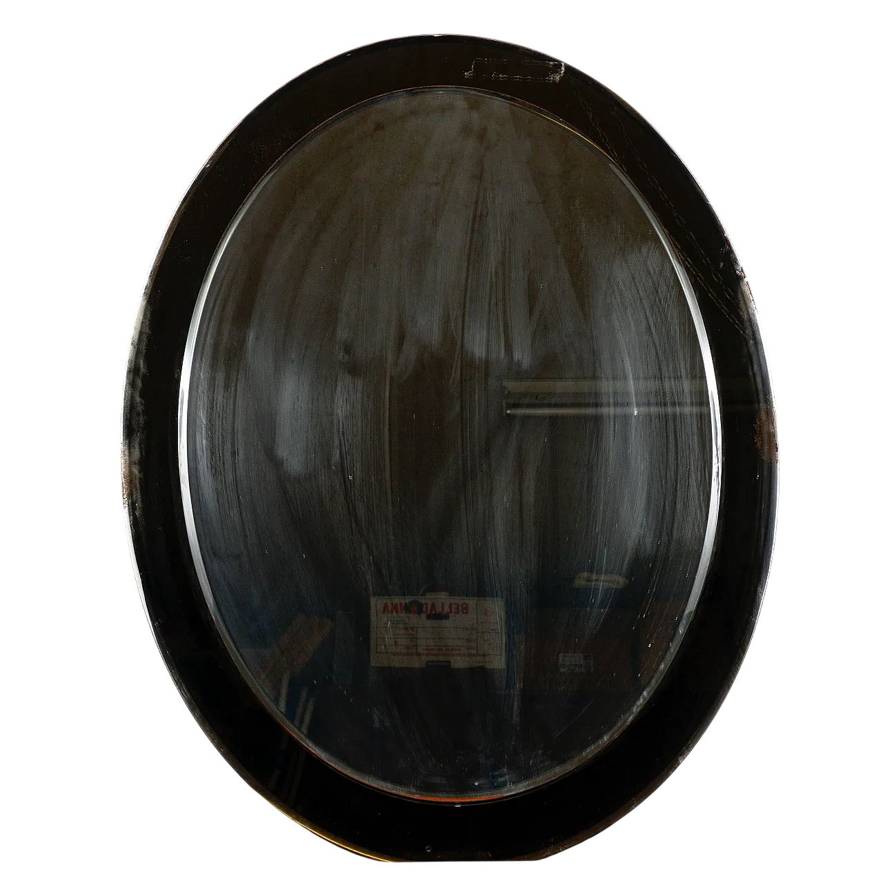 Specchio ovale con bordo in vetro fumé, anni '70 5