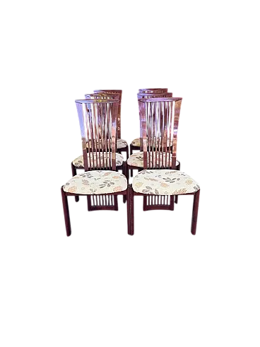 6 Sedie da pranzo laccate e in tessuto di Pietro Costantini, anni '80