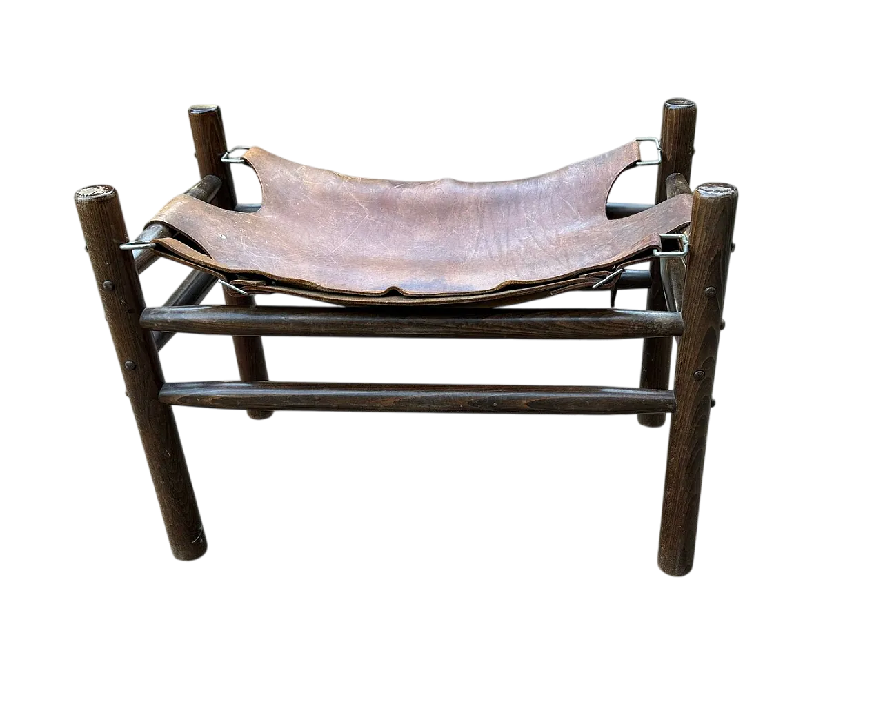 Sgabello Safari in pelle, anni '60 8