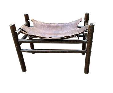 Sgabello Safari in pelle, anni '60