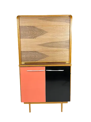 Credenza di Interiér Praha con piano a tamburo, anni '60