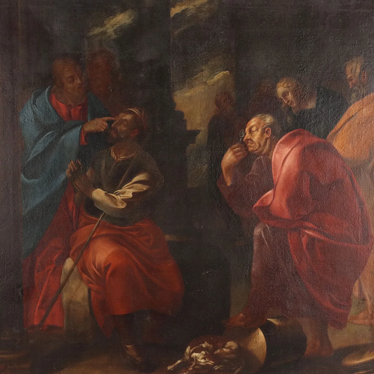 The healing of the man born blind, oil on canvas, 18th century 3