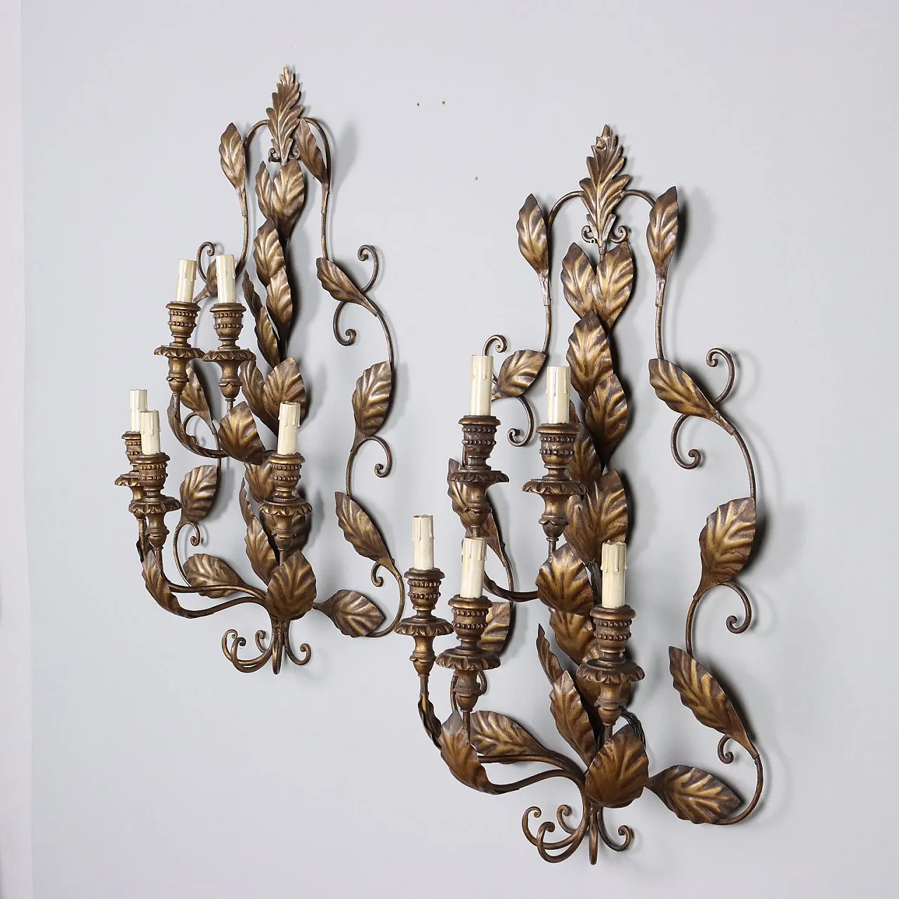 Pair of five-light sheet metal wall lamps 3