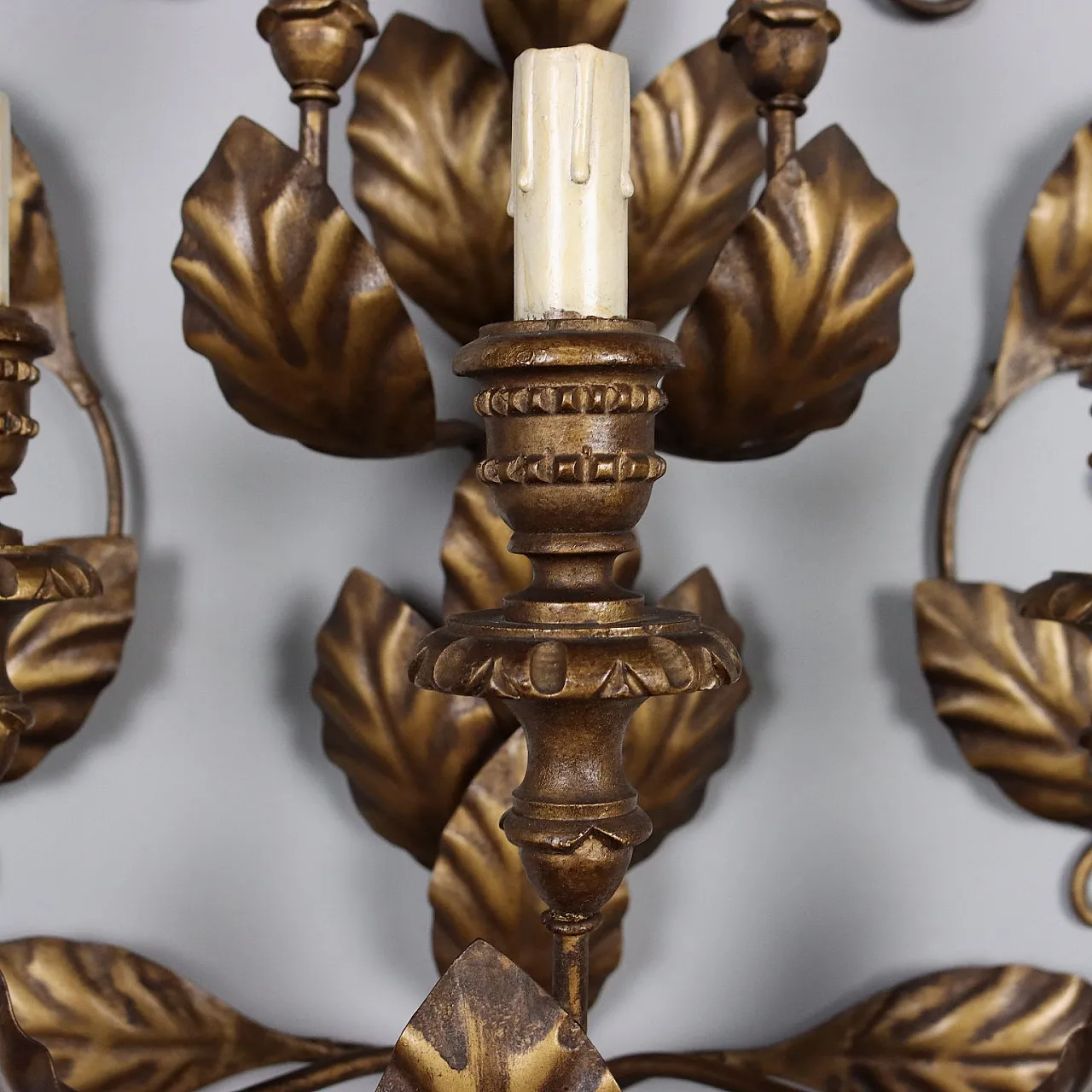 Pair of five-light sheet metal wall lamps 7