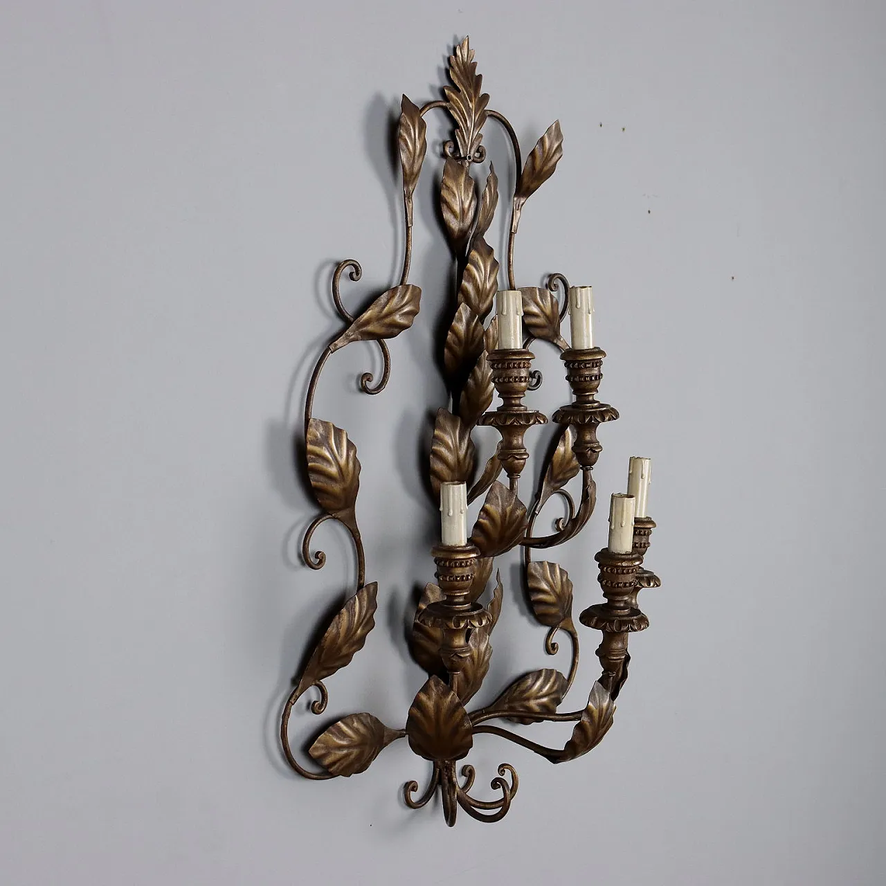 Pair of five-light sheet metal wall lamps 8