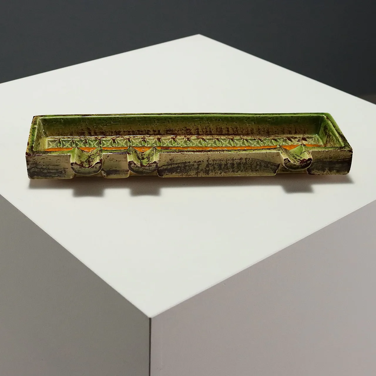 Sahara series ashtray in polychrome ceramic by Aldo Londi, 1960s 1