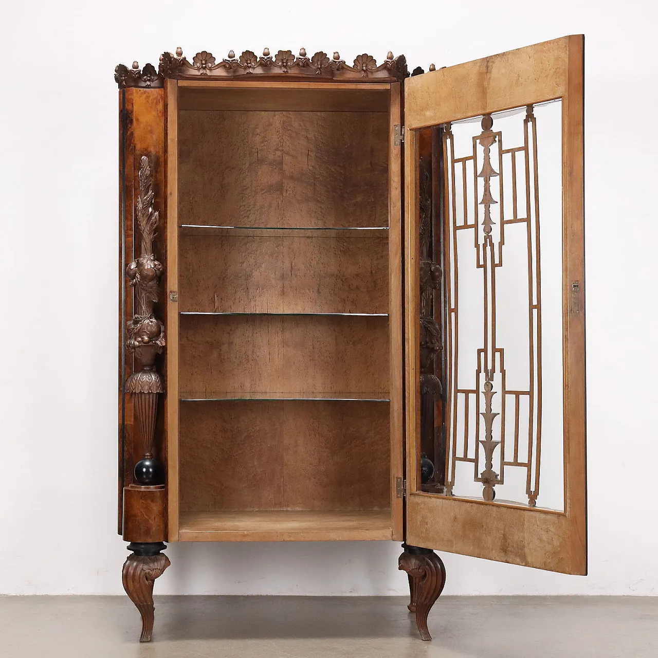 Vetrina Art Deco in noce, primo '900 3