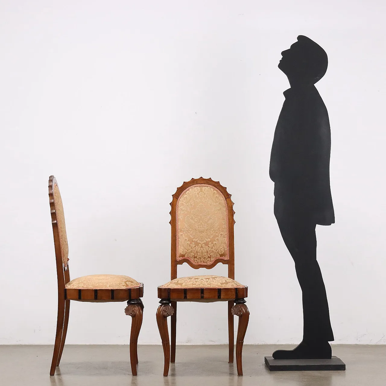 6 Deco-style chairs in wood and fabric, late 20th century 2