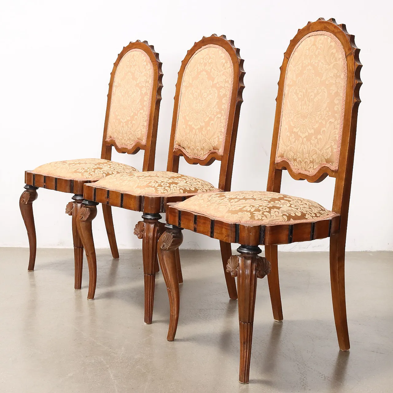 6 Deco-style chairs in wood and fabric, late 20th century 3