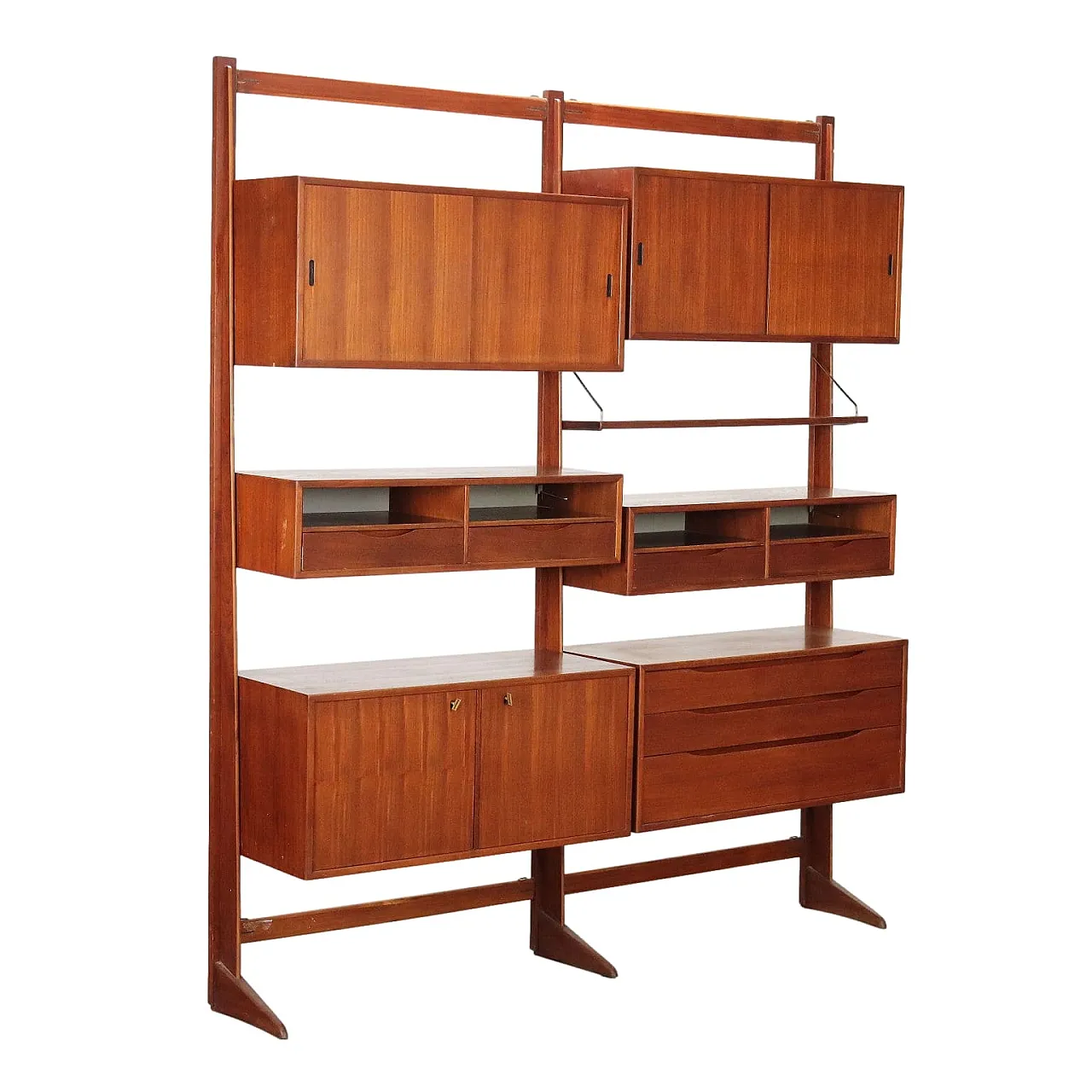 Mobile impiallacciato in teak e ottone, anni '60 1