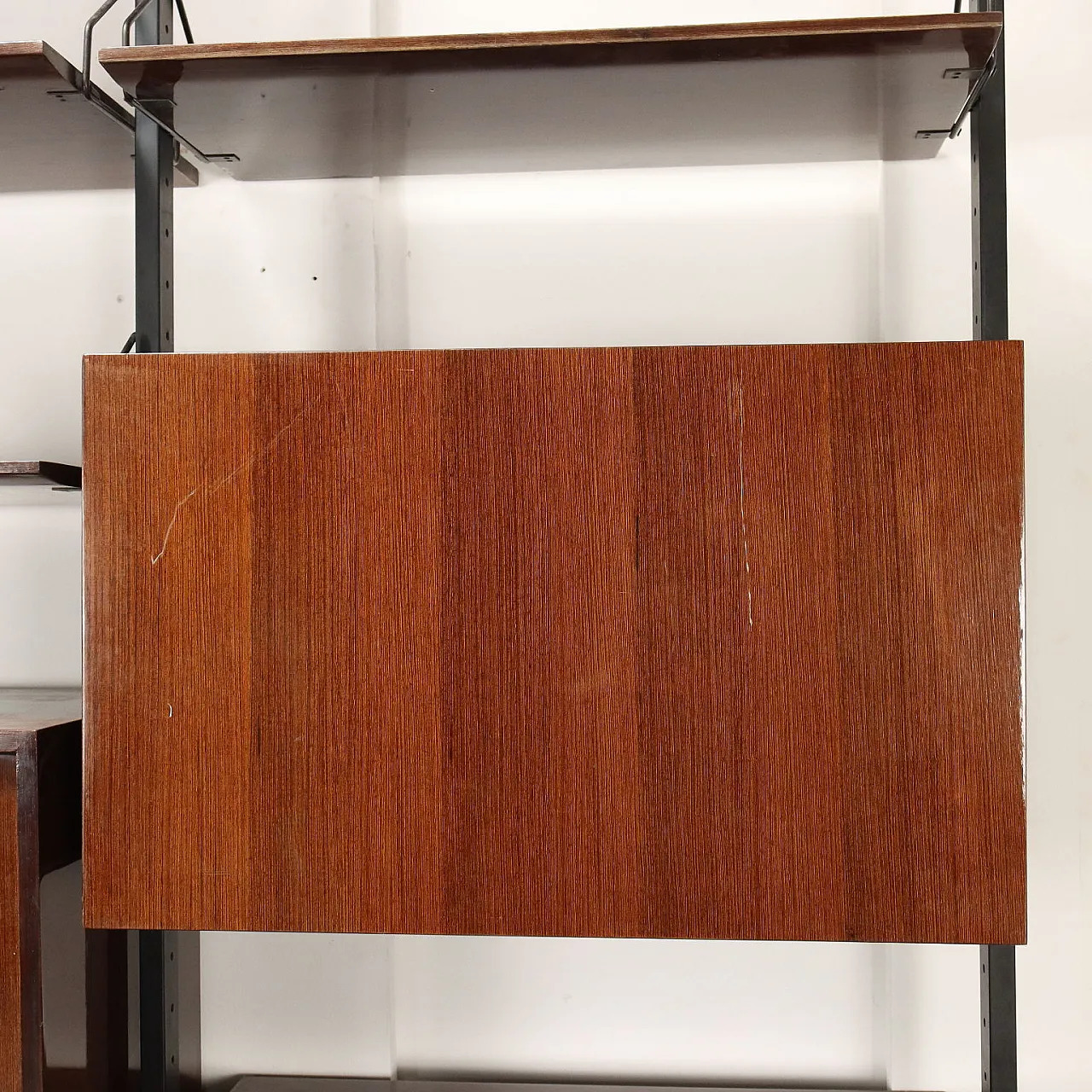 Libreria terra-cielo impiallacciata in teak, metà '900 5