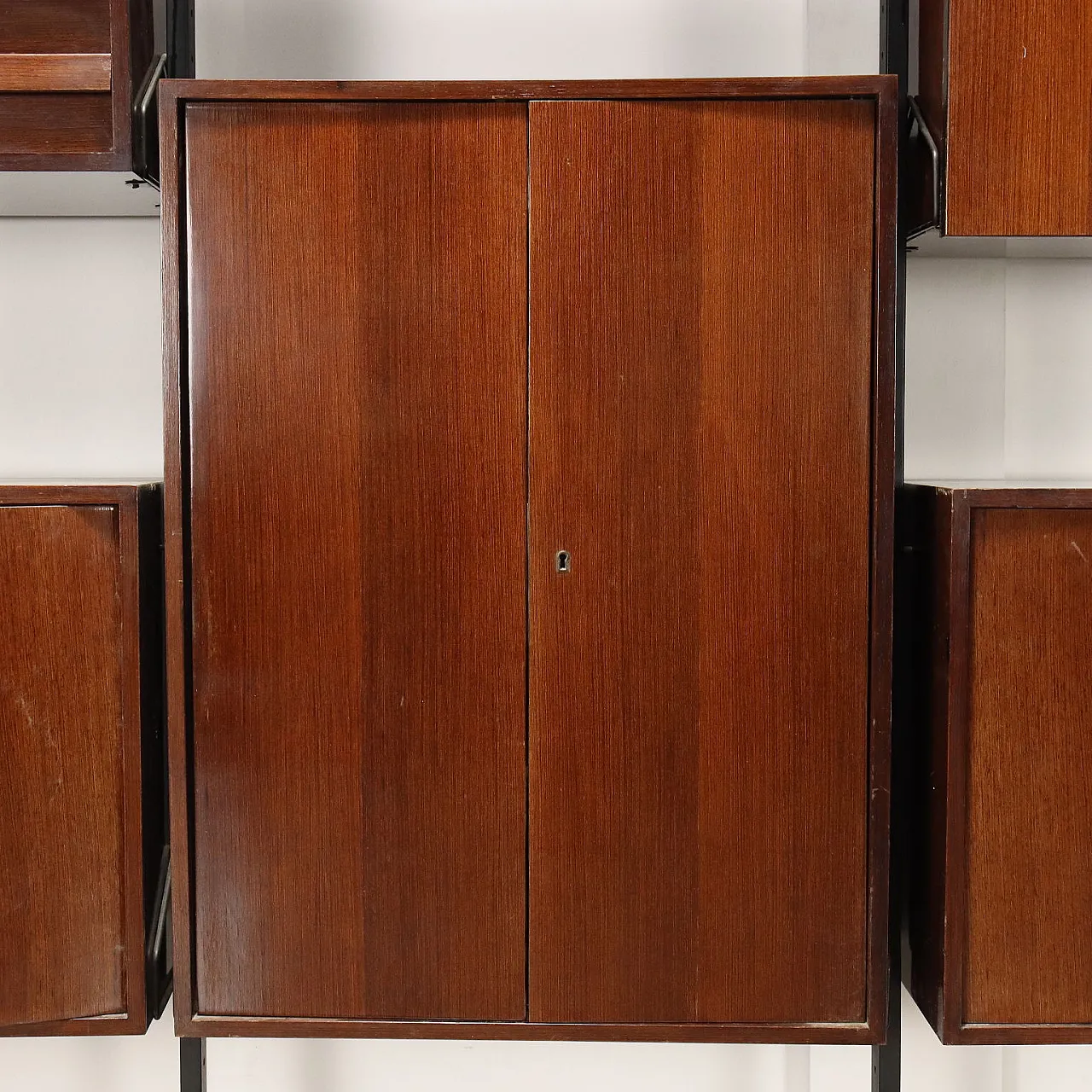 Libreria terra-cielo impiallacciata in teak, metà '900 6