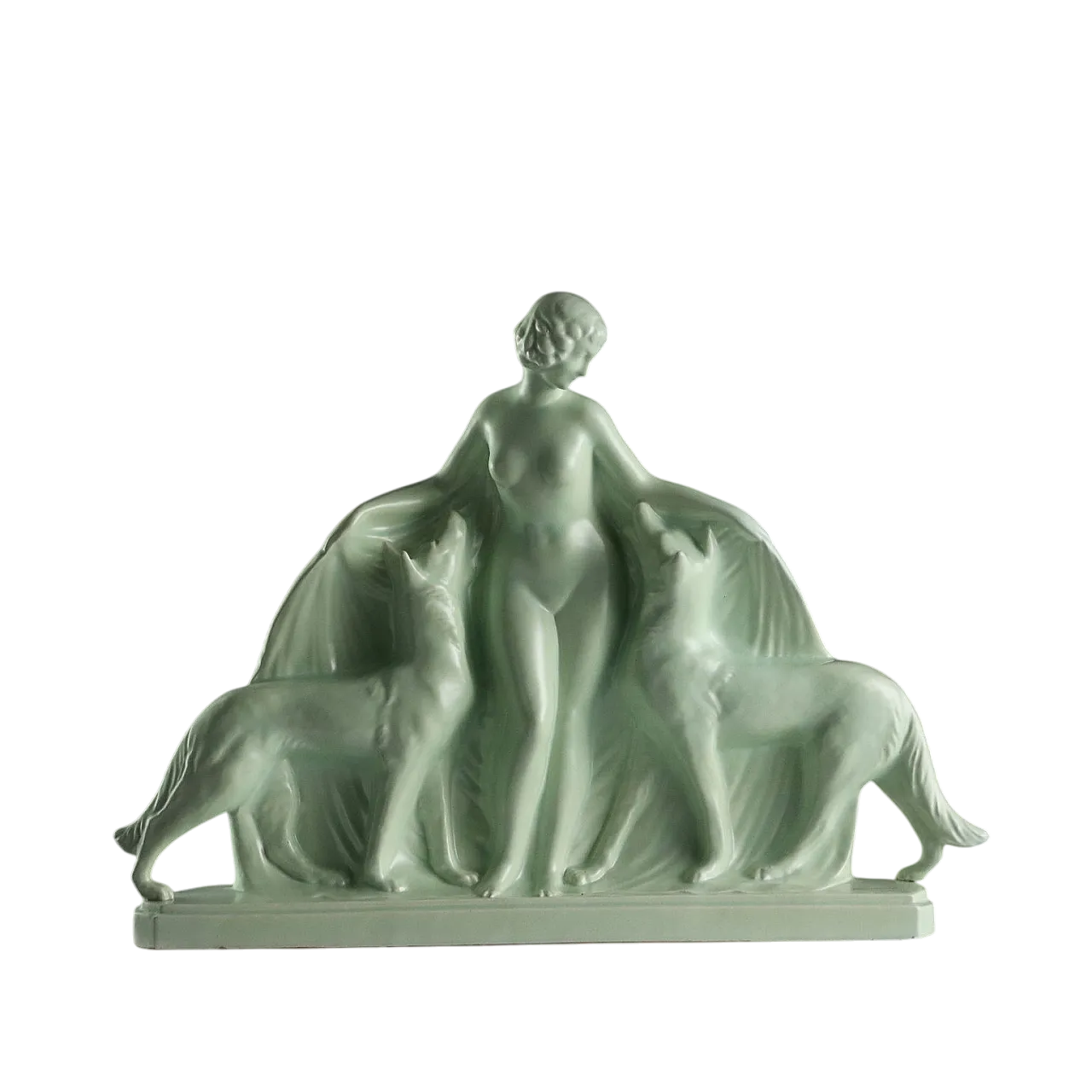 Donna con Due Cani, scultura di Louis Fontinelle, '900 11