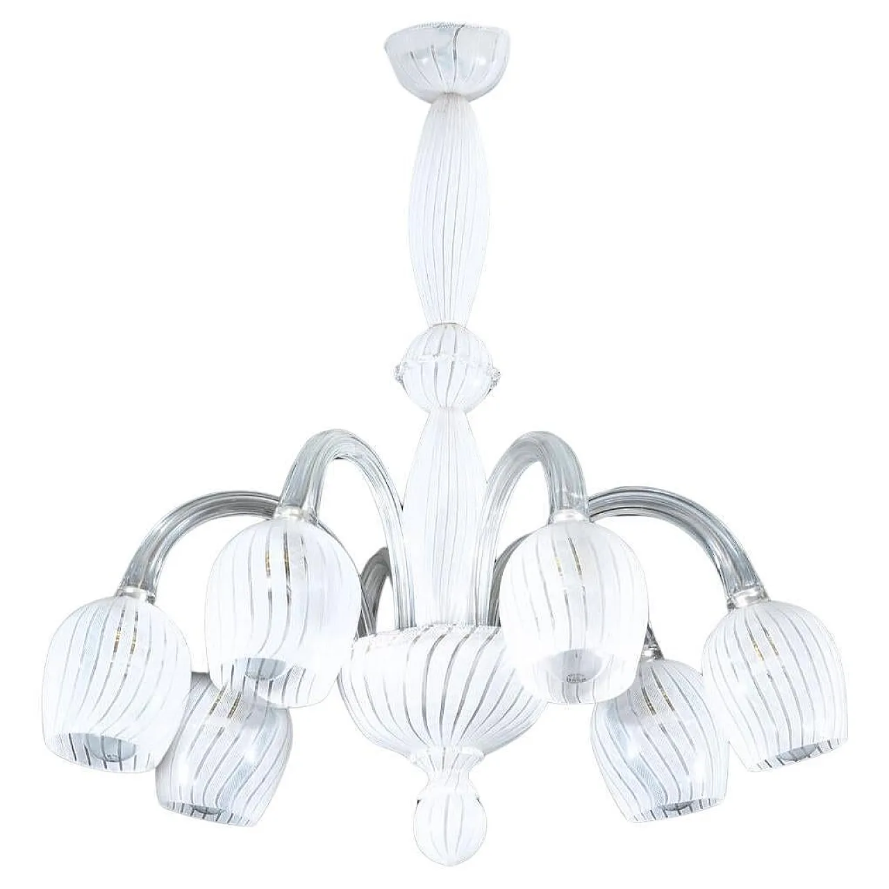 Lampada a sospensione a sei braccia di Aureliano Toso, anni '50 1