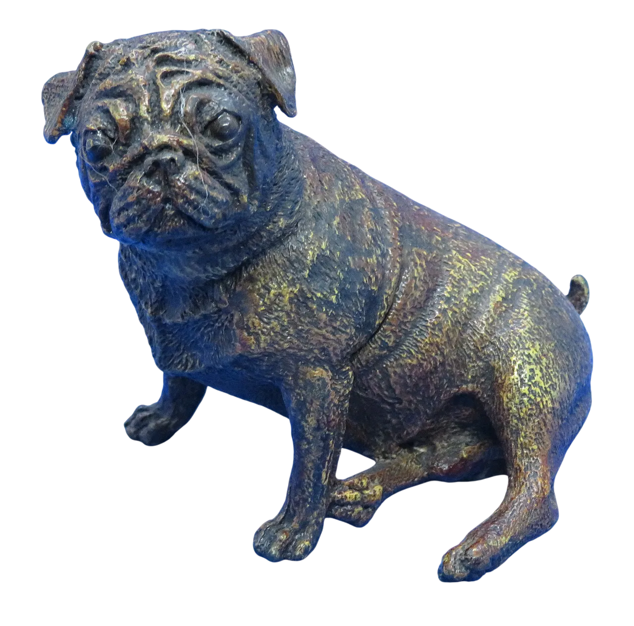 Pug figurine in cold-painted bronze by Franz Bergman, 19th century 11