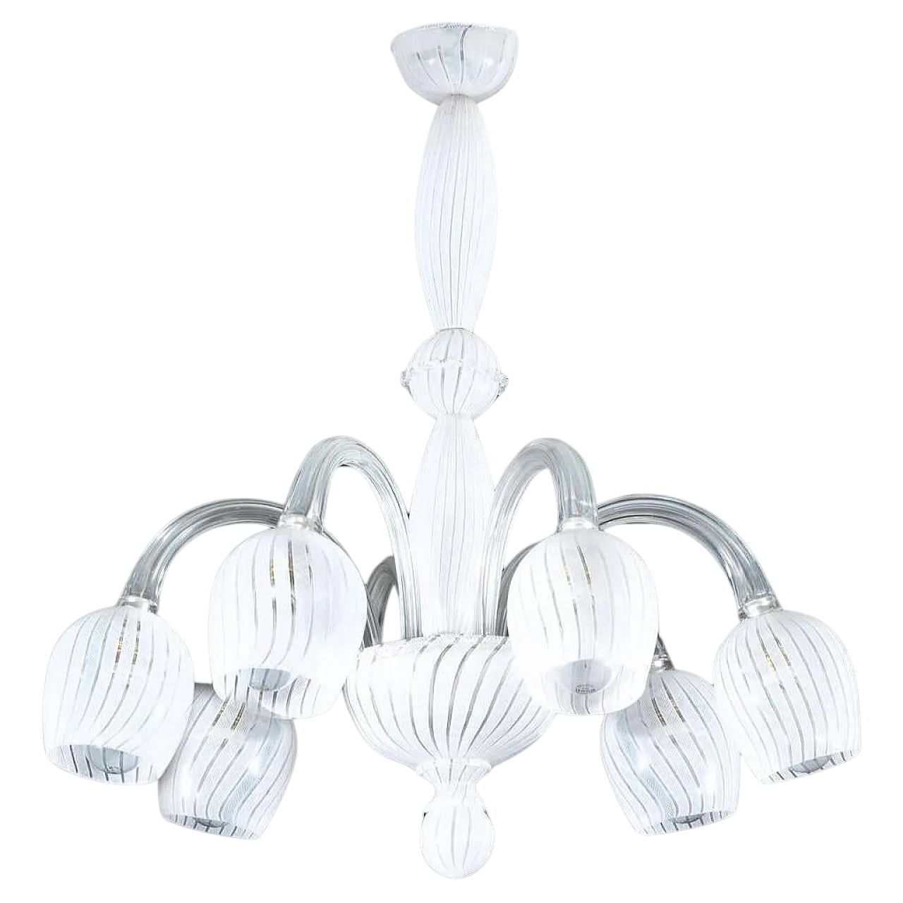 Lampada a sospensione a sei braccia di Aureliano Toso, anni '50 7