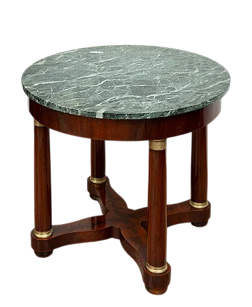 Mahogany feather coffee table with marble top, 20th century