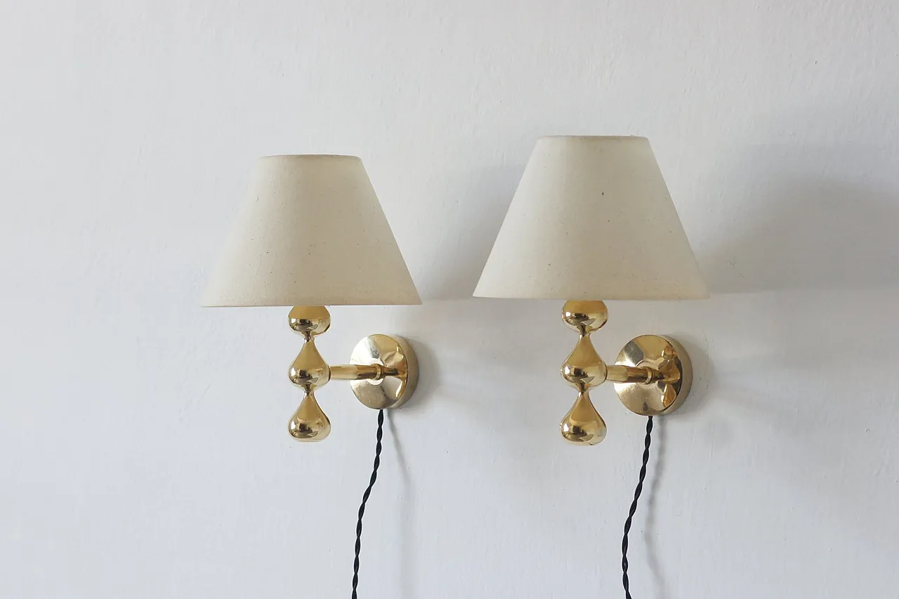 Coppia di applique placcate in oro di Hugo Asmussen, anni '70 1